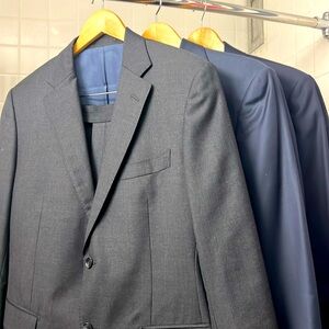 All 3 SOLD - 3 Suit Supply suits. Navy blue, black & dark grey.